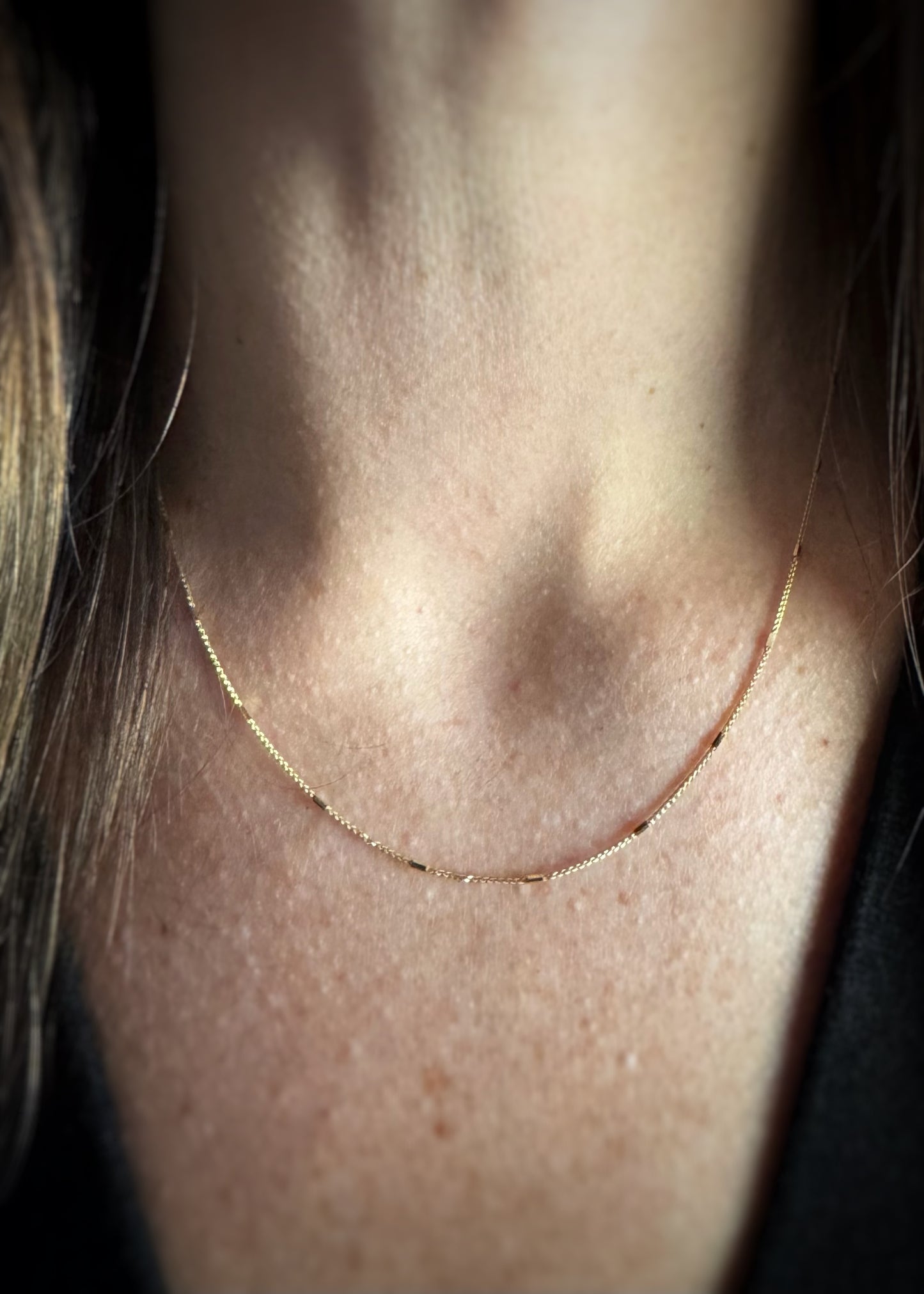 14k + Faceted Bar Station Chain Necklace