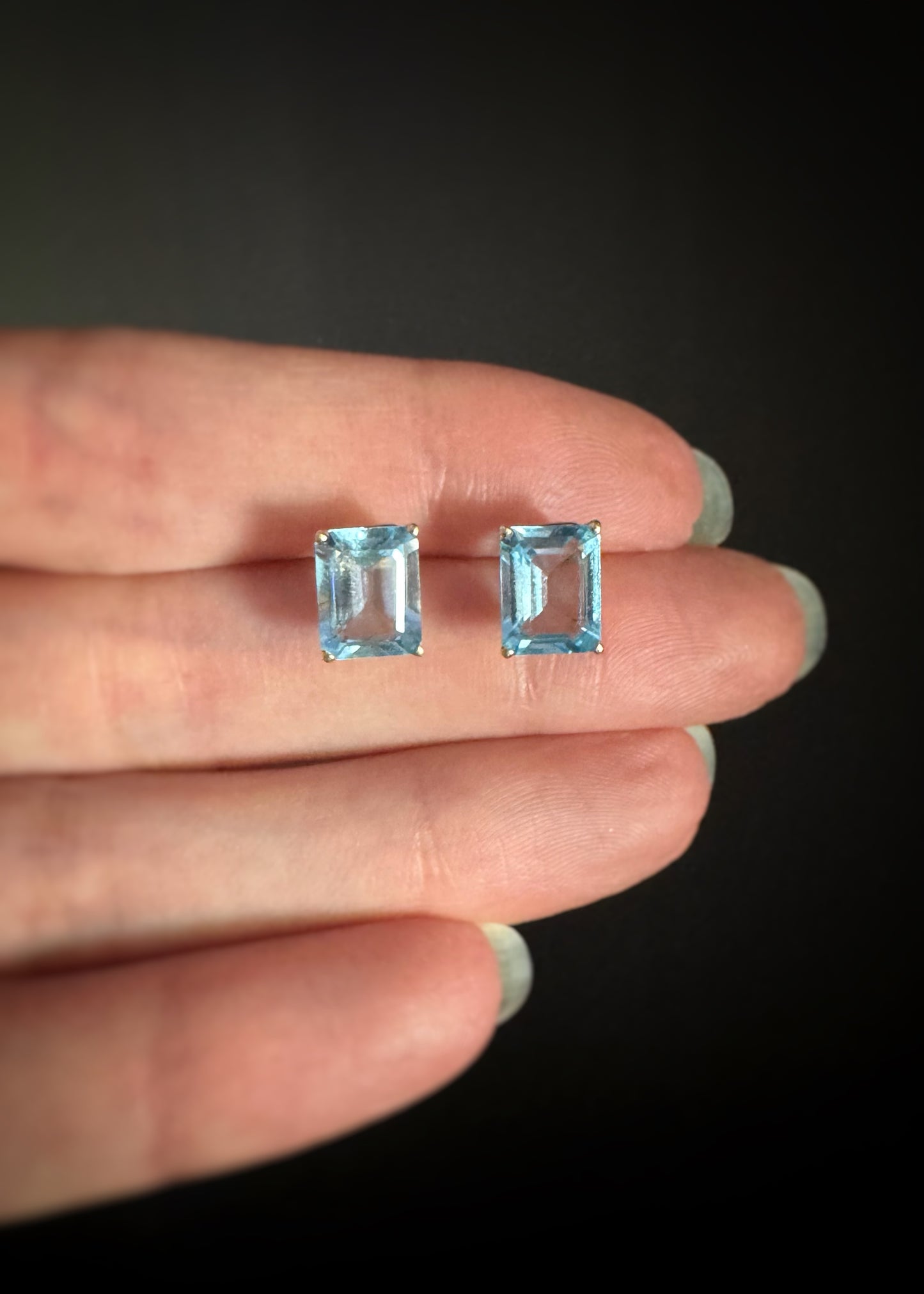Estate 14k + Blue Topaz Stud Earrings