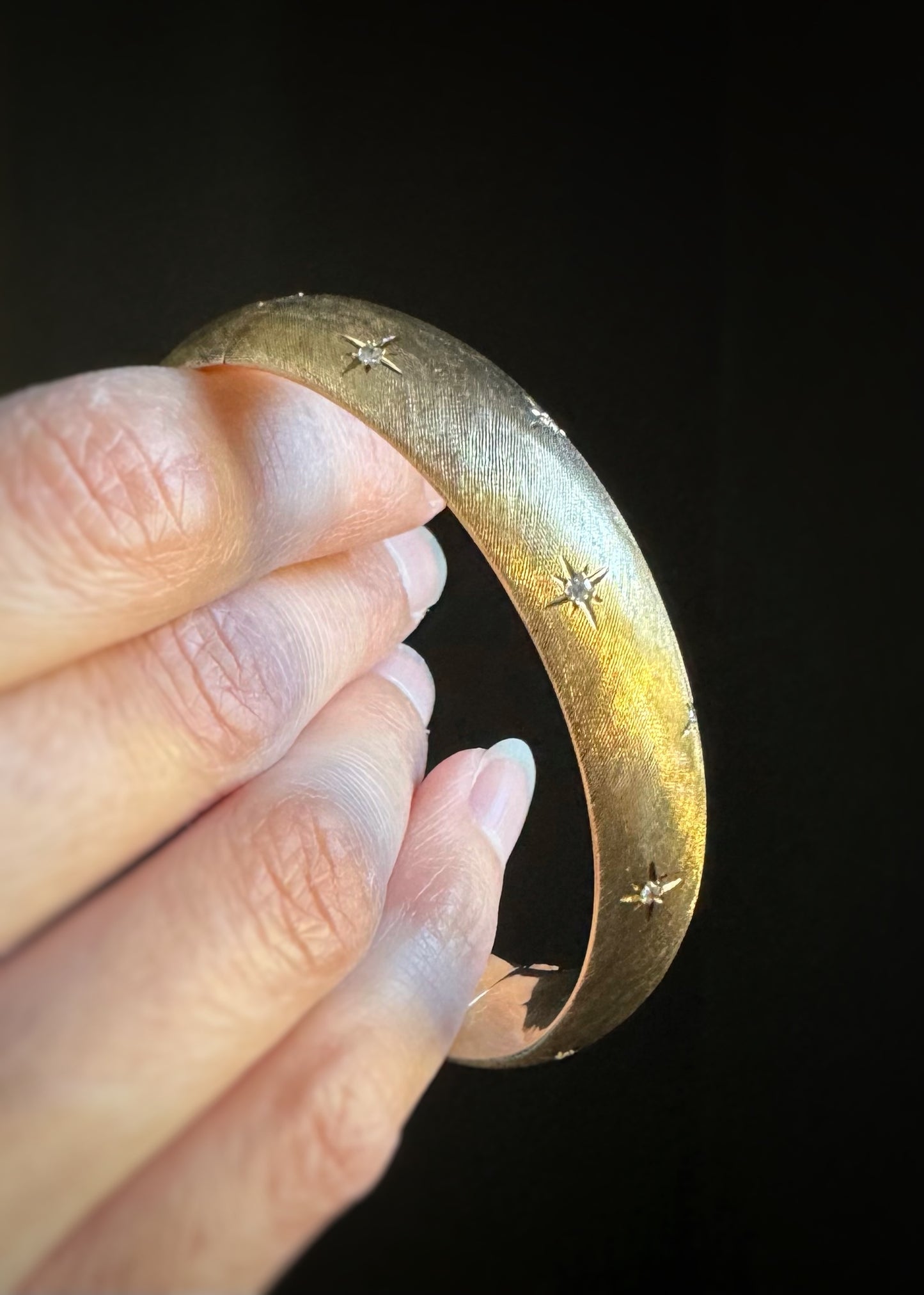 Estate 14k + Diamond Hinged Bangle Bracelet