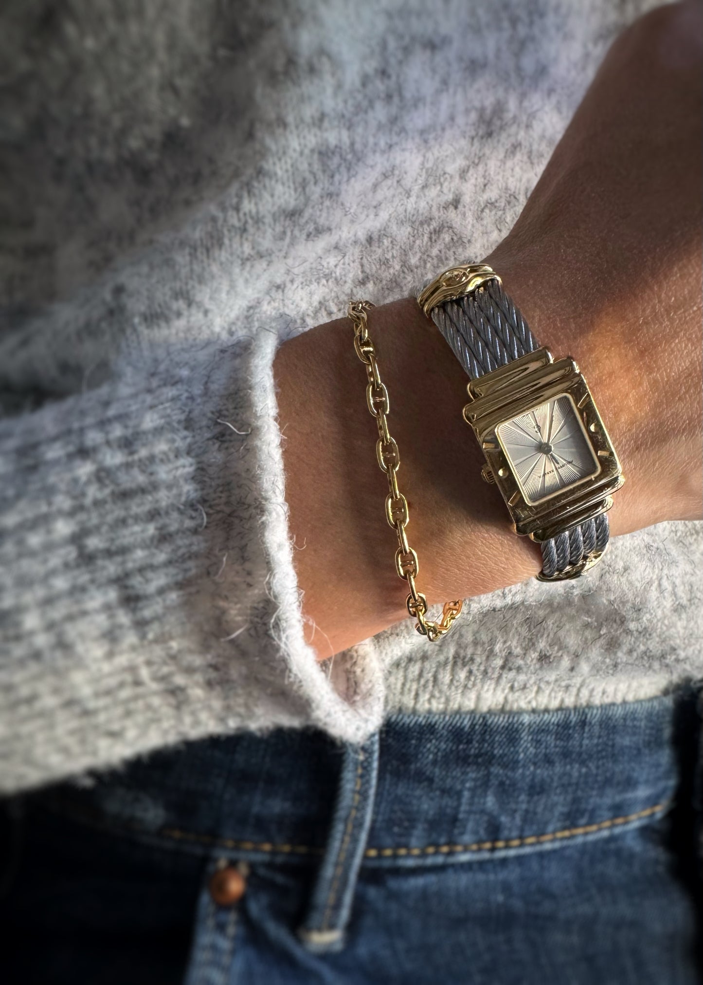 Estate Designer Two-Tone Cuff Bracelet Watch