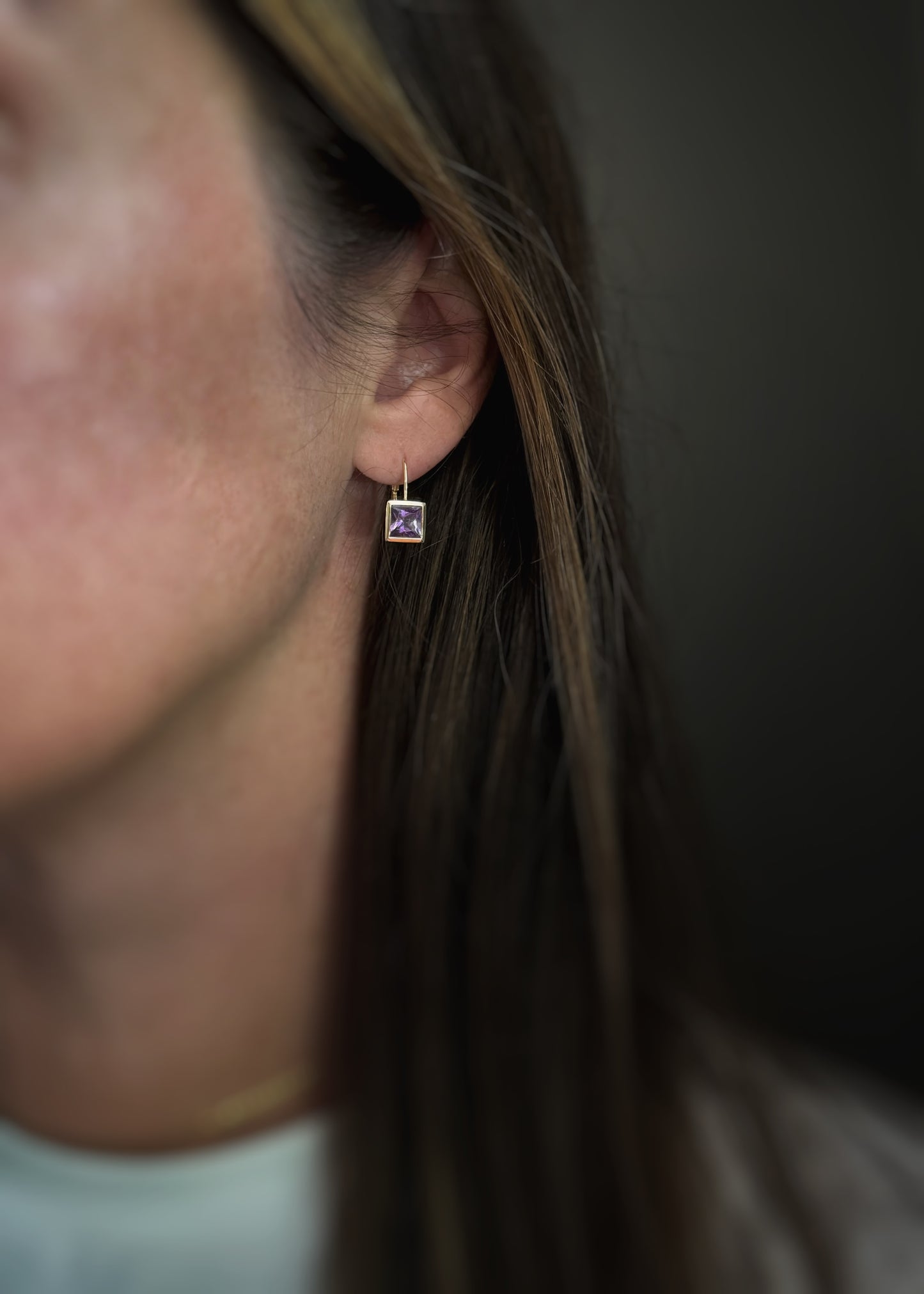 Estate 14k + Amethyst Drop Earrings