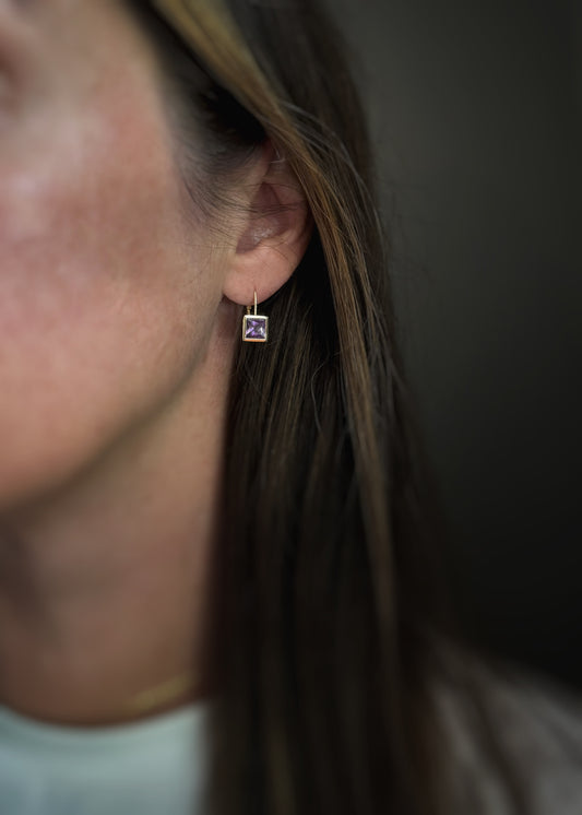Estate 14k + Amethyst Drop Earrings
