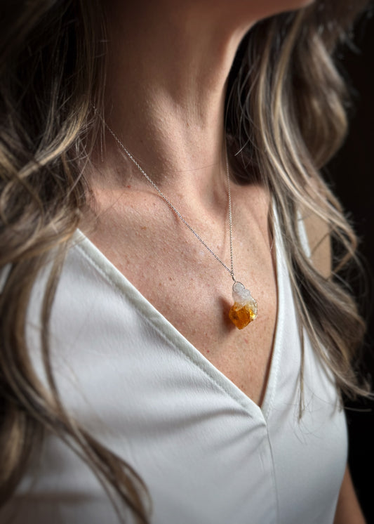 Sterling + Citrine Rough Necklace