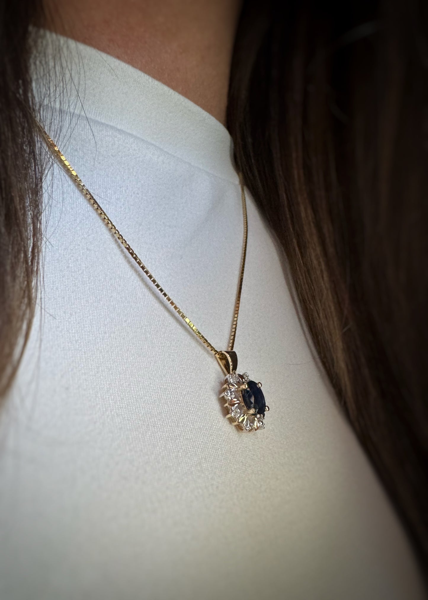 Estate 14k + Sapphire and Diamond Necklace
