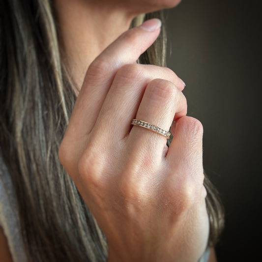 Estate 14k + Diamond Channel Band
