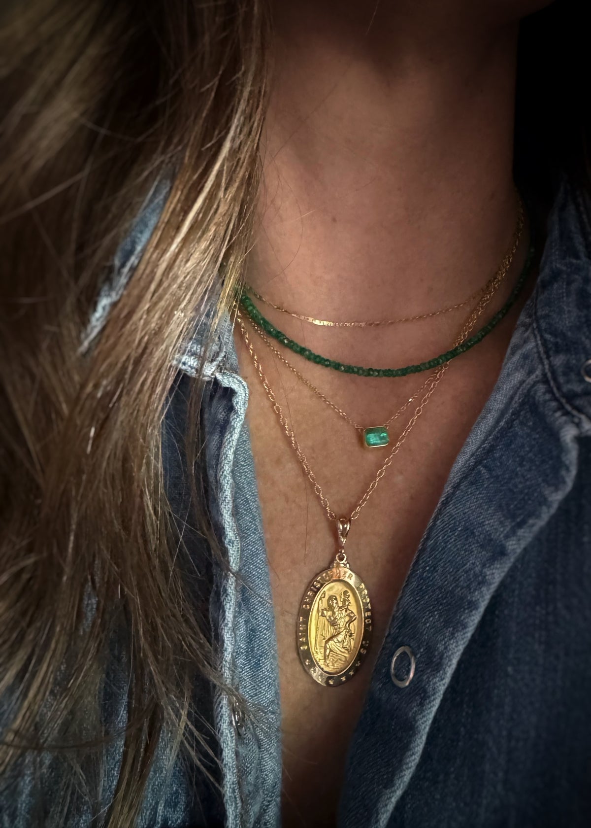 Estate 14k + St. Christopher Oval Pendant