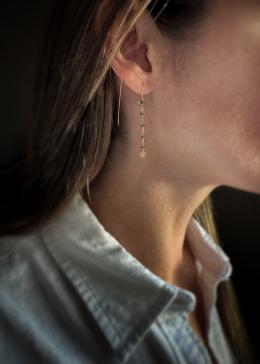 14k + Emerald Drop Earrings