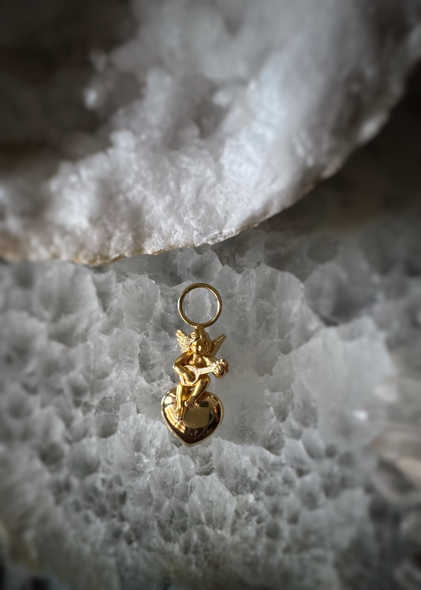 Estate 18k + Cherub and Heart Charm