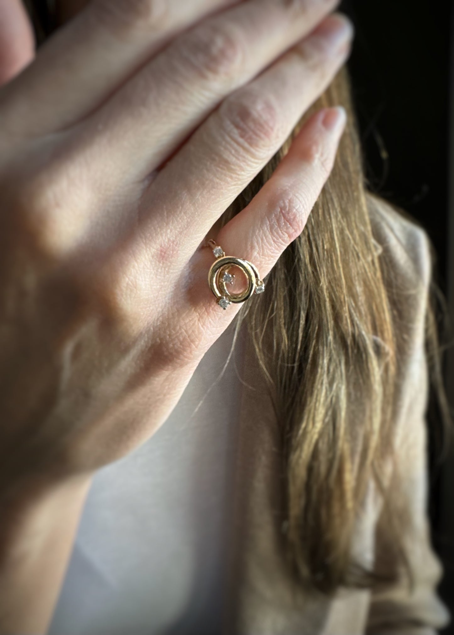 Estate 14k + Diamond Swirl Ring