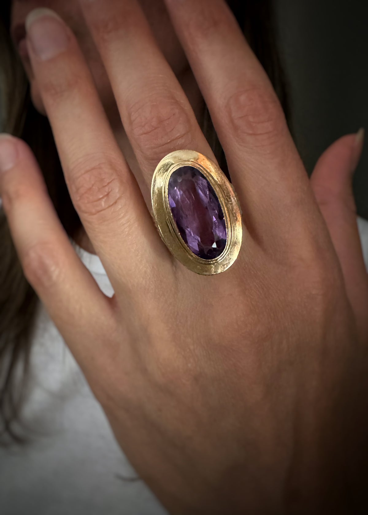 Estate 14k + Amethyst Oval Cocktail Ring