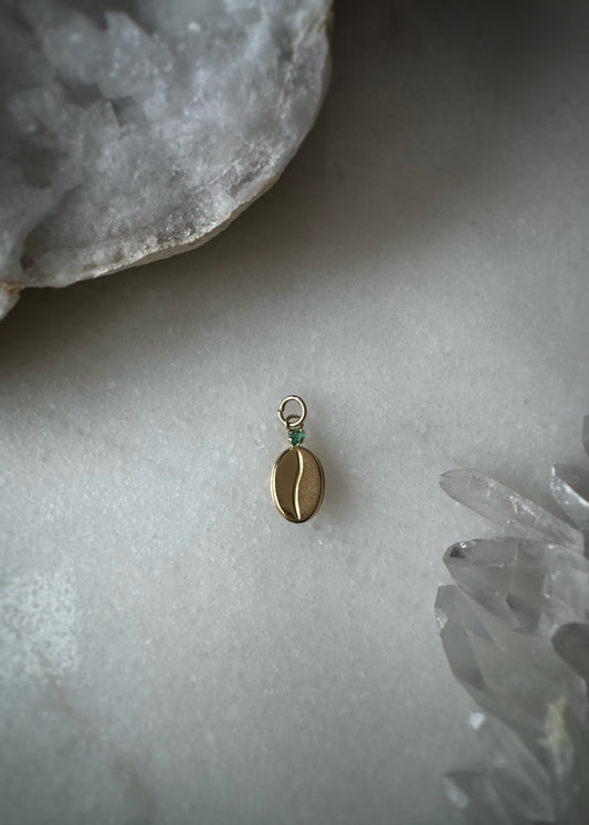 Estate 14k + Emerald Coffee Bean Charm