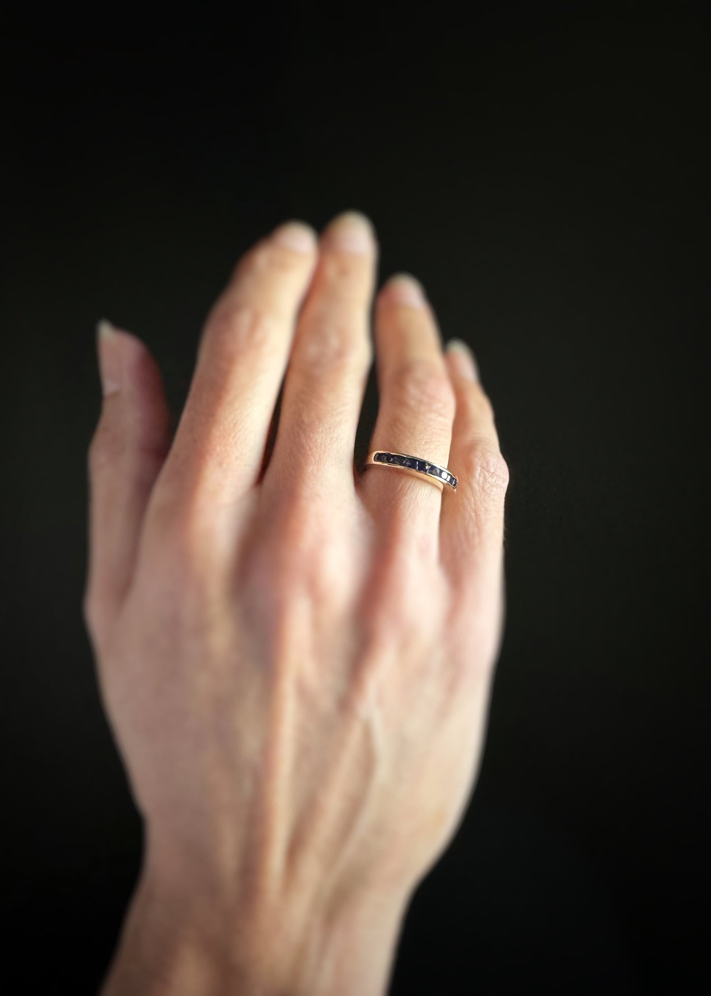 Estate 14k + Sapphire Channel Band