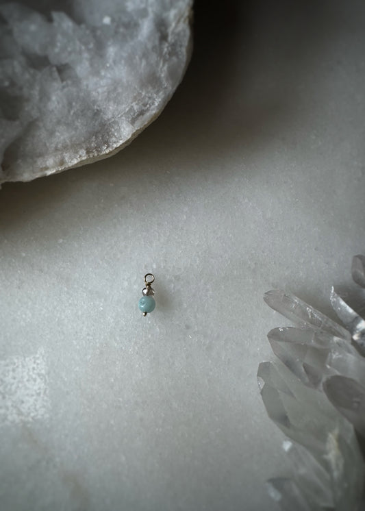 14k Mini Charm + Smoky Quartz and Amazonite