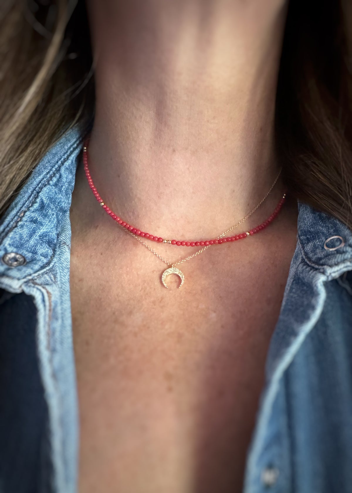 14k + Coral Bead Necklace
