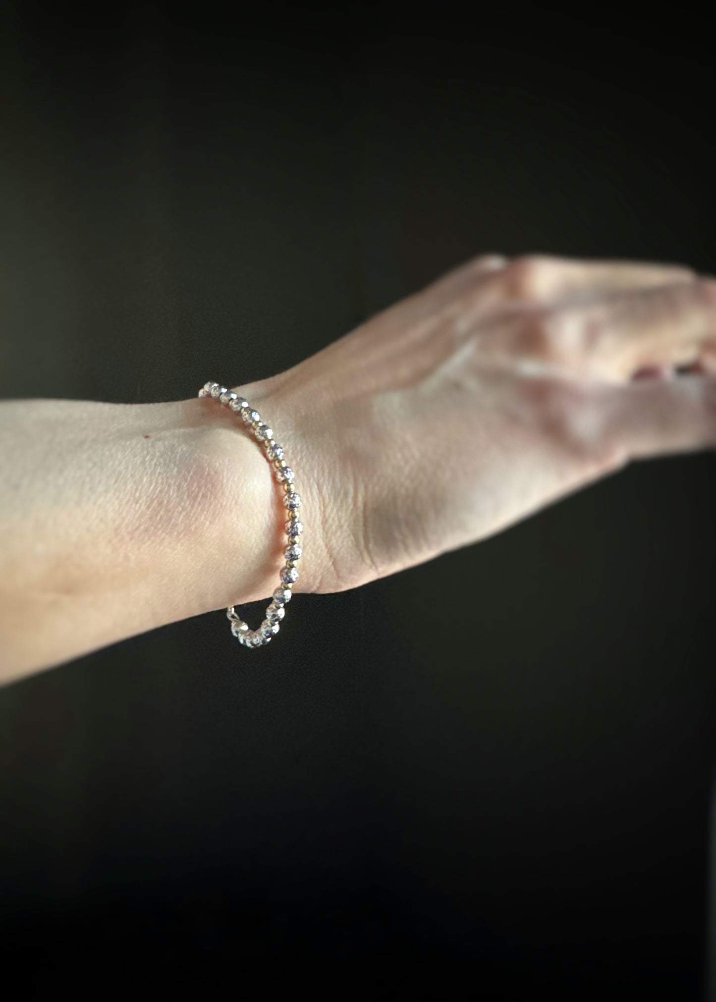 Estate 14k + Diamond-Cut Bead Bracelet