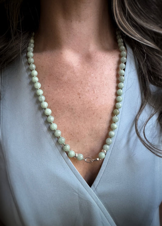 Sterling + Jade Bead Necklace