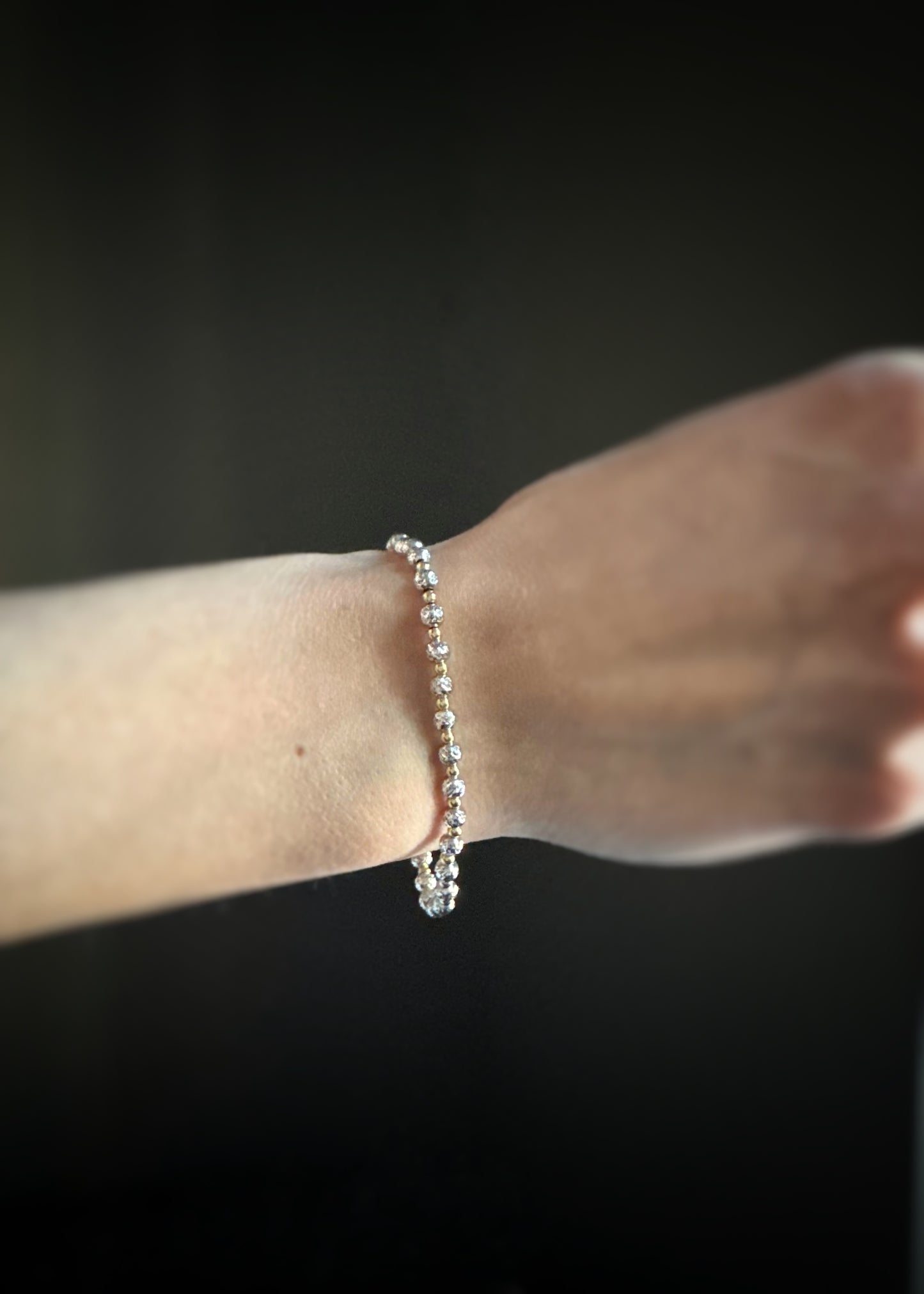 Estate 14k + Diamond-Cut Bead Bracelet