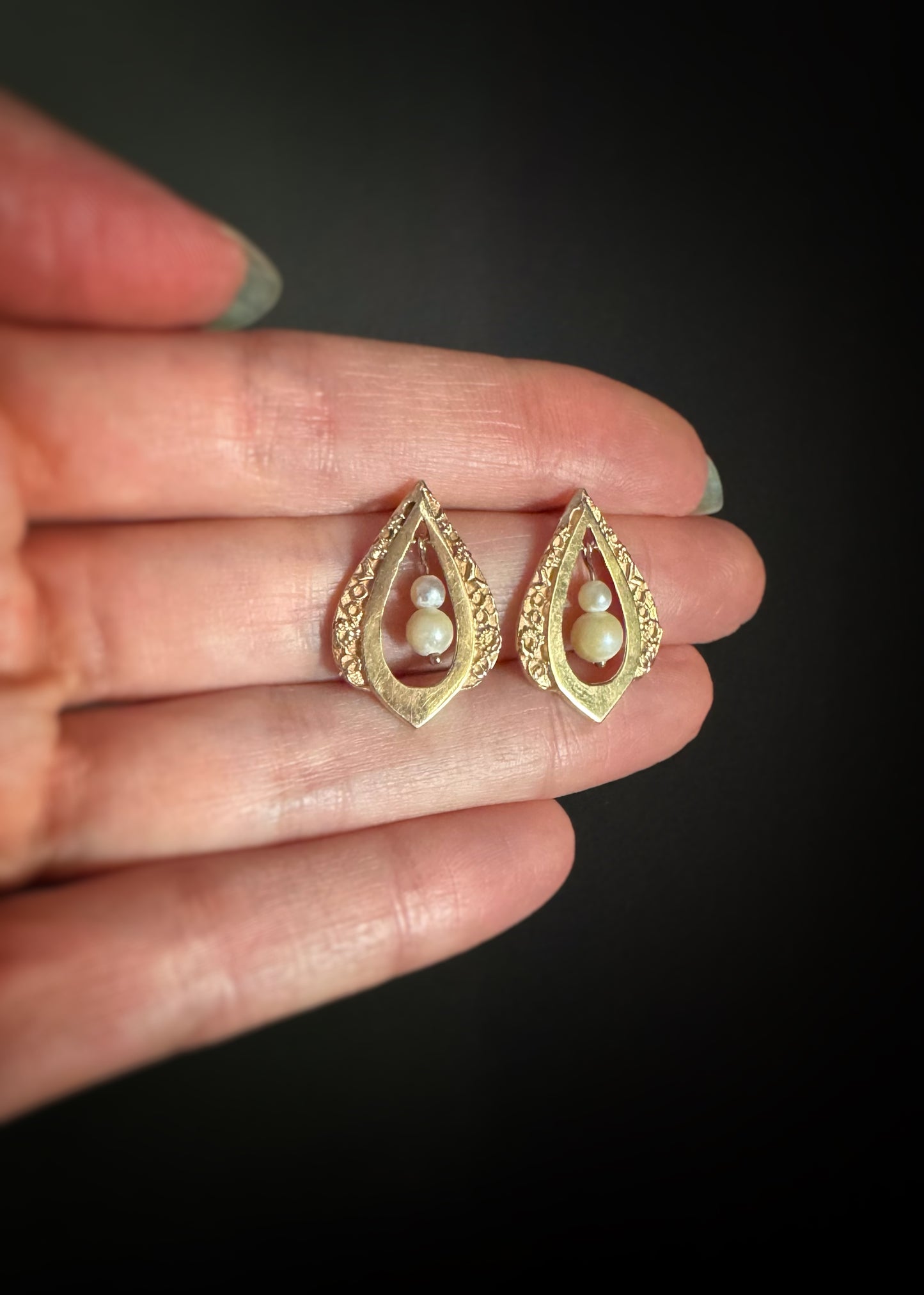 Estate 14k + Dangling Pearl Earrings