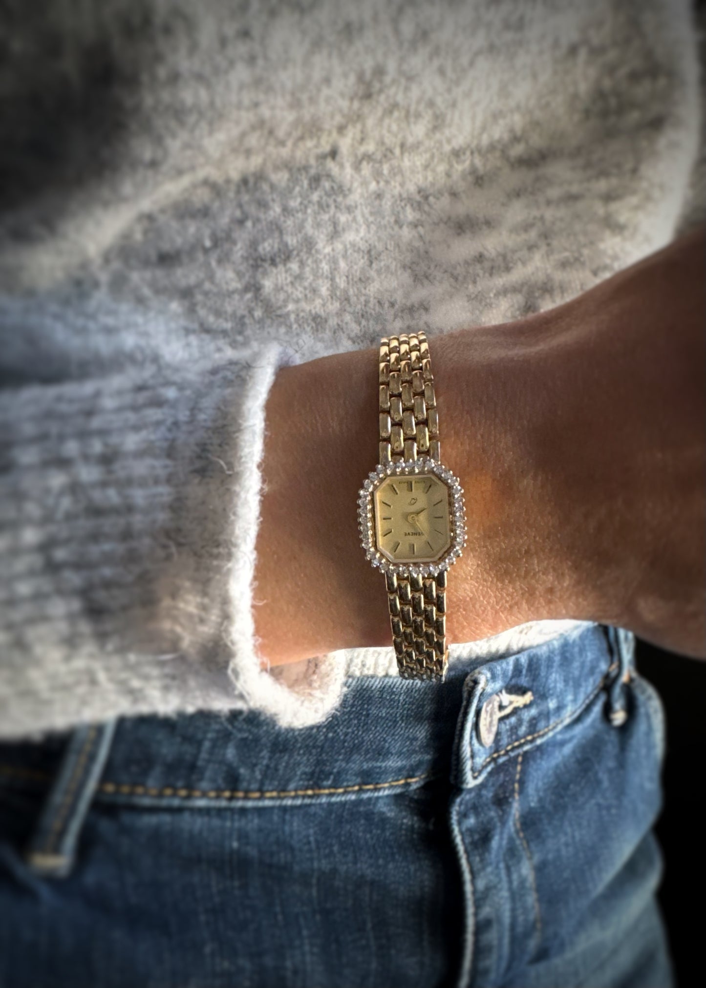 Vintage Geneve 14k + Diamond Ladies Dress Watch