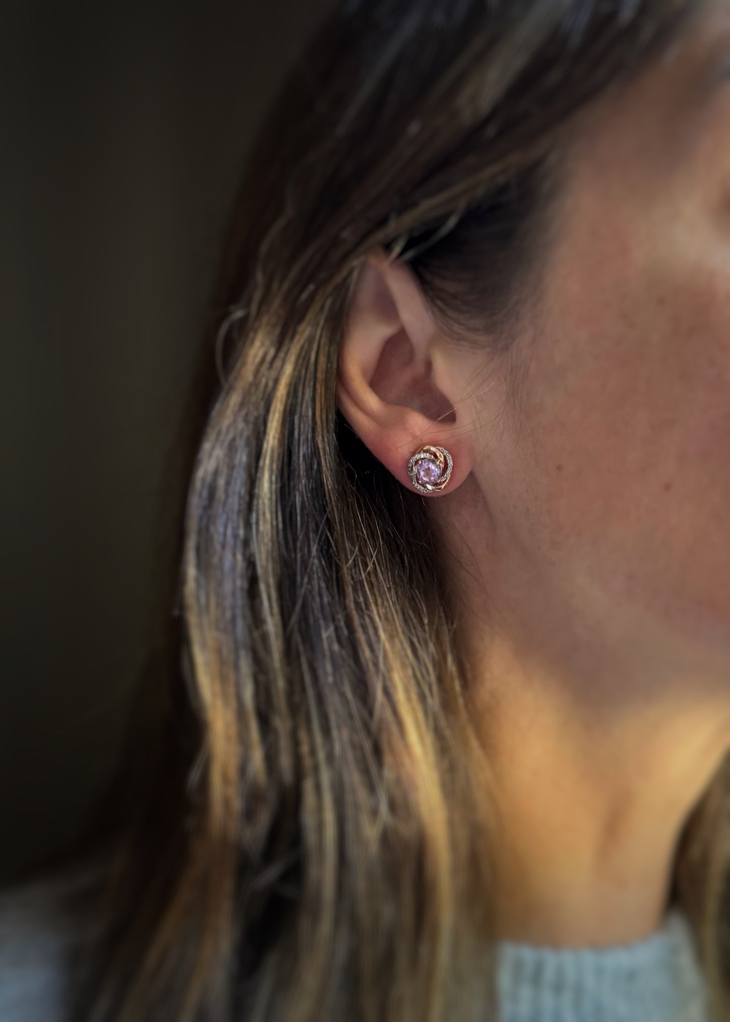 Estate 14k + Amethyst and Diamond Earrings