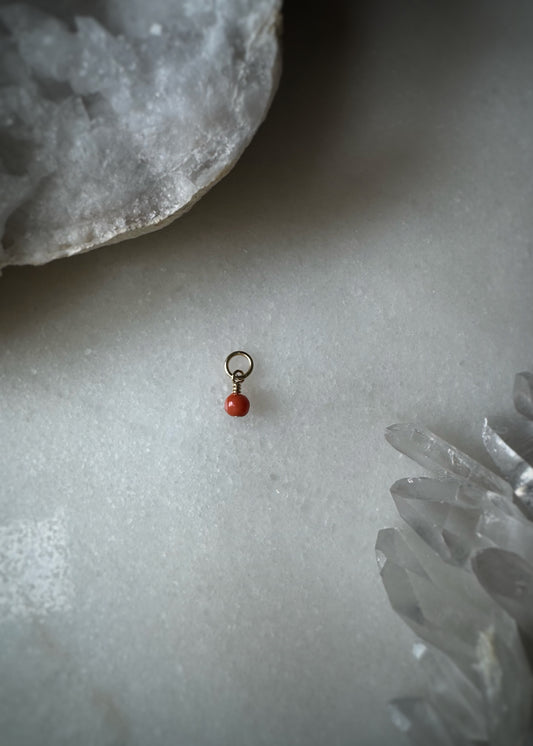 Estate 14k + Victorian Carved Coral Ball Bead Charm