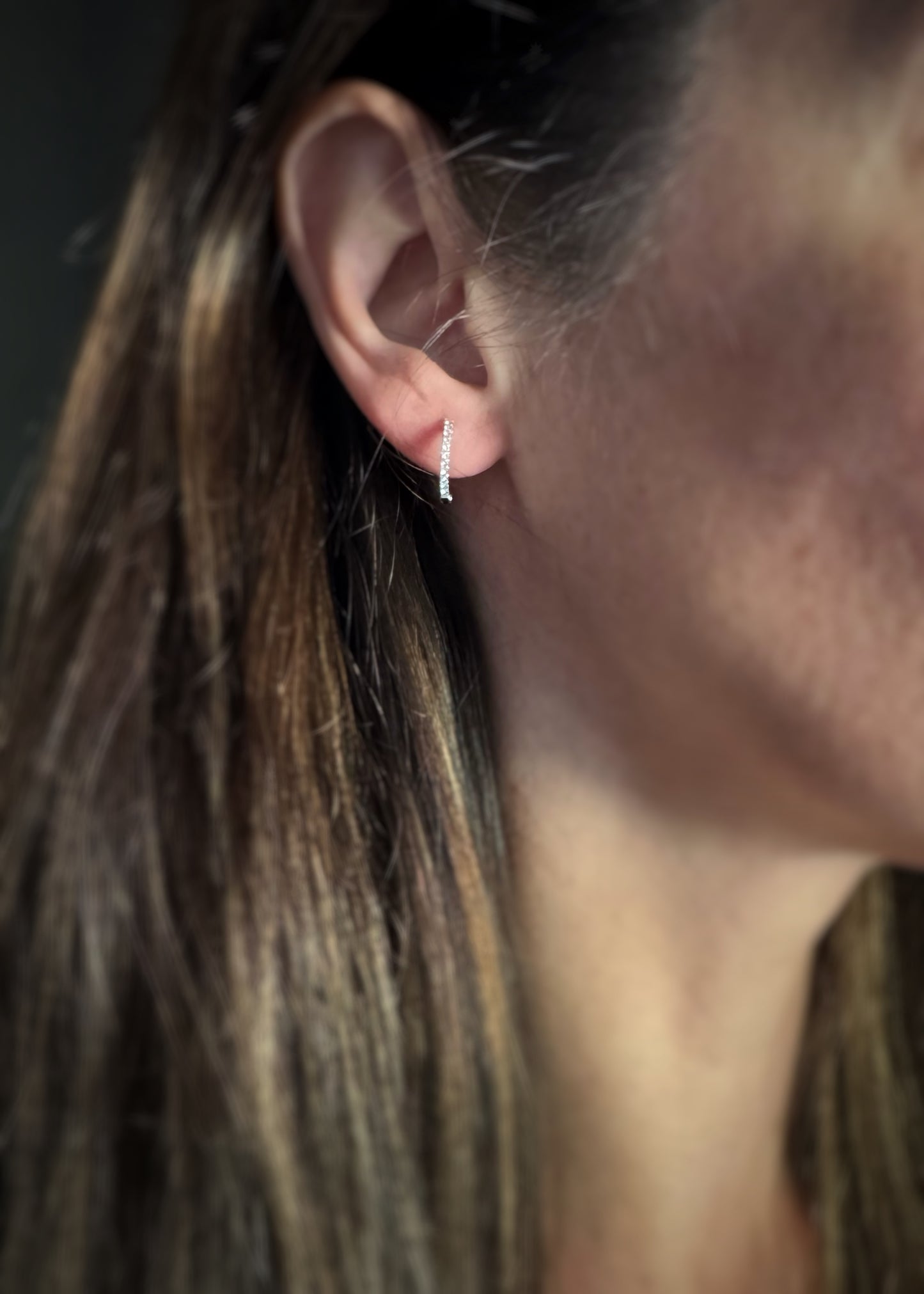 14k + Diamond Huggy Hoop Earrings