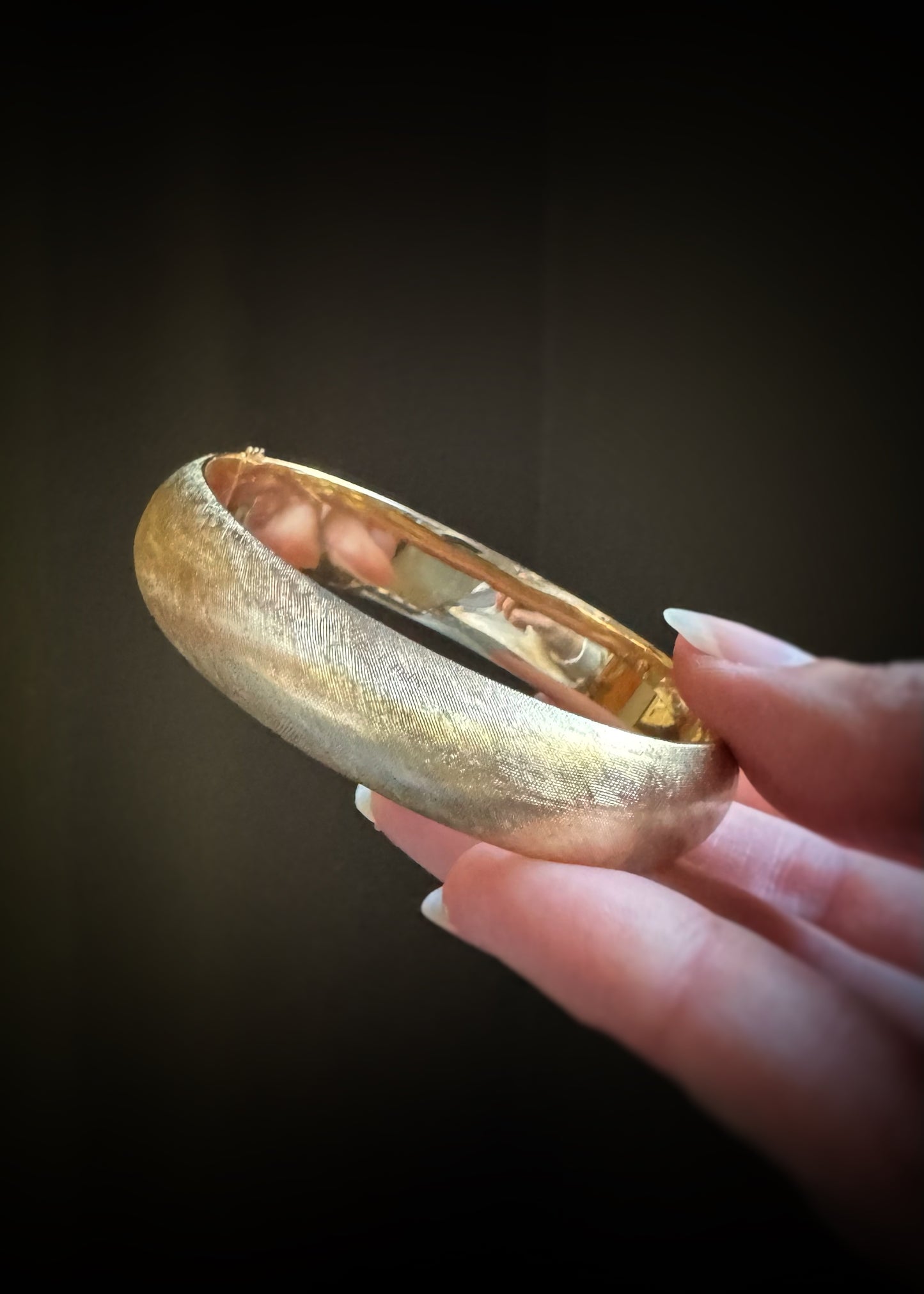 Estate 14k + Diamond Hinged Bangle Bracelet