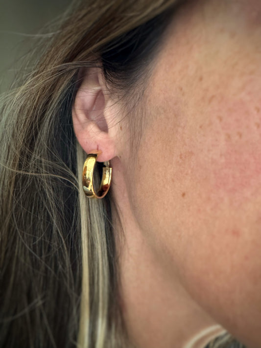 Estate 14k + Thick Hoop Earrings