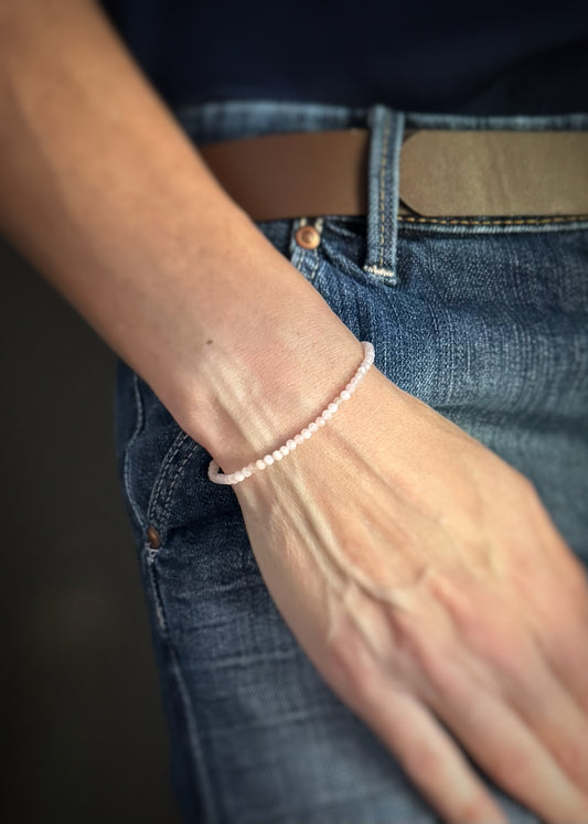 Faceted Peach Moonstone Bead Stretch Bracelet