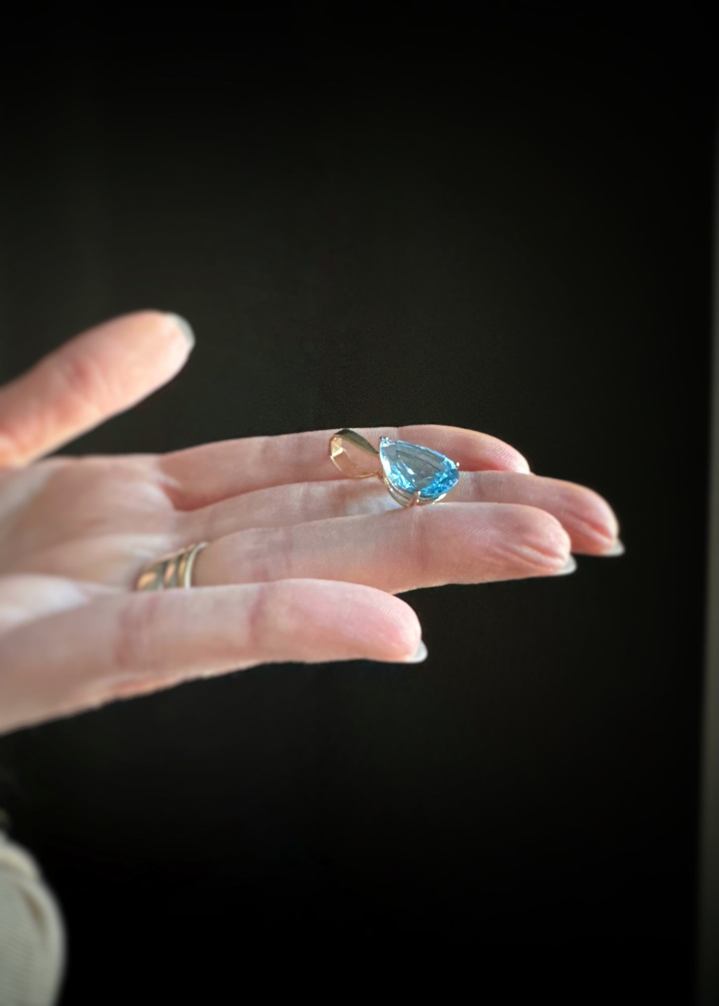 Estate 14k + Blue Topaz Enhancer Pendant