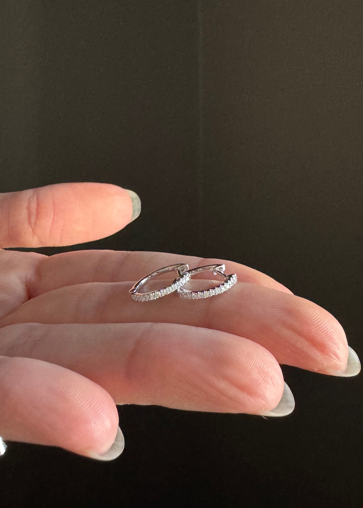 14k + Diamond Huggy Hoop Earrings
