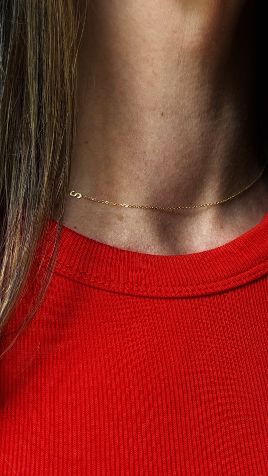 Estate 14k + Dainty 'S' Initial Station Necklace