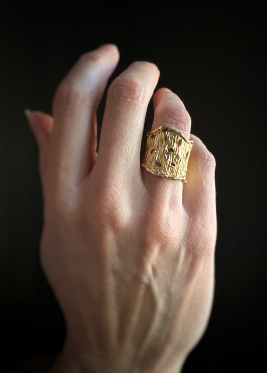 Estate 14k + Bark Textured Wide Band