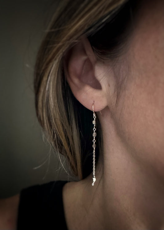 Sterling + Beaded Drop Earrings