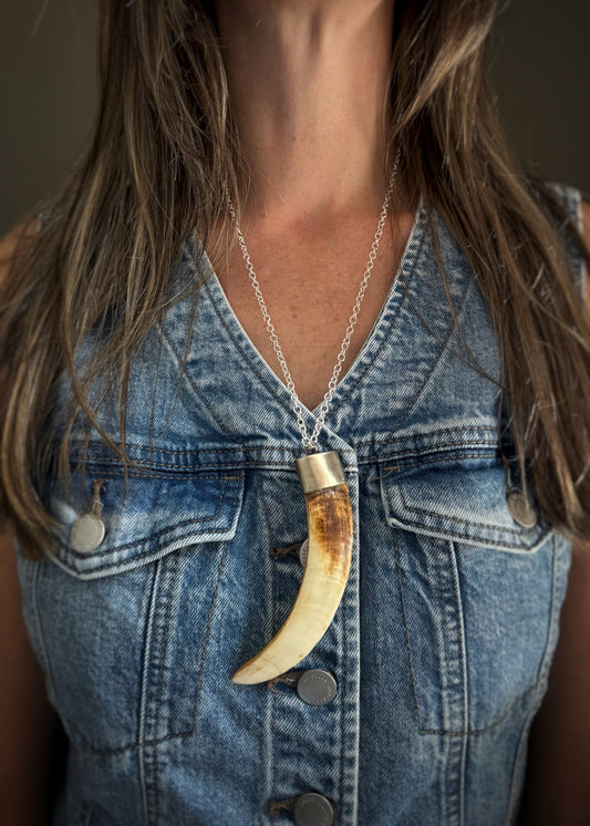 Estate Sterling + Boar's Tusk Pendant