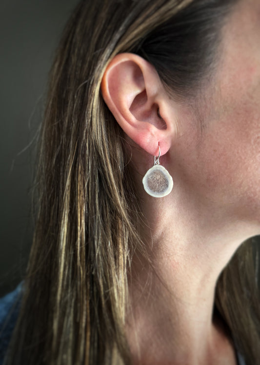 Sterling + Medium Antler Slice Earrings