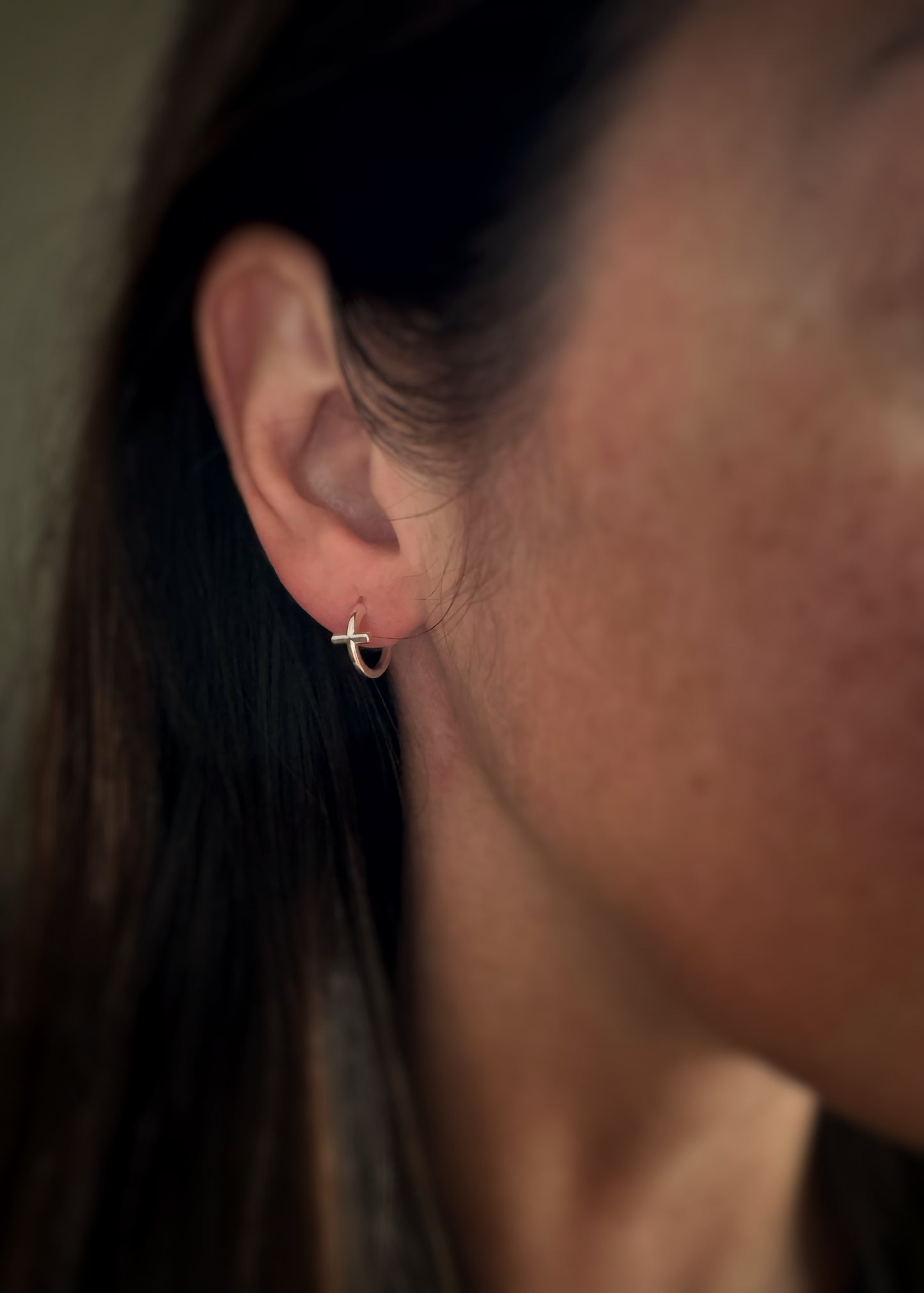 Sterling + Cross Hoop Earrings