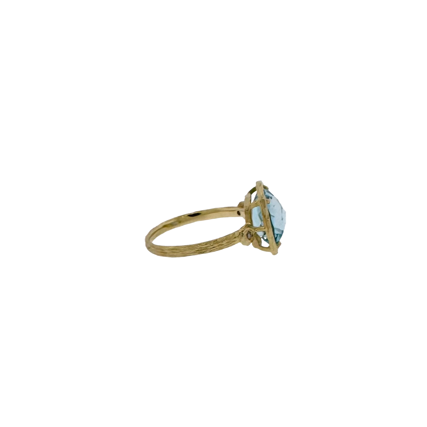 Estate 14k + Blue Topaz & Diamond Ring