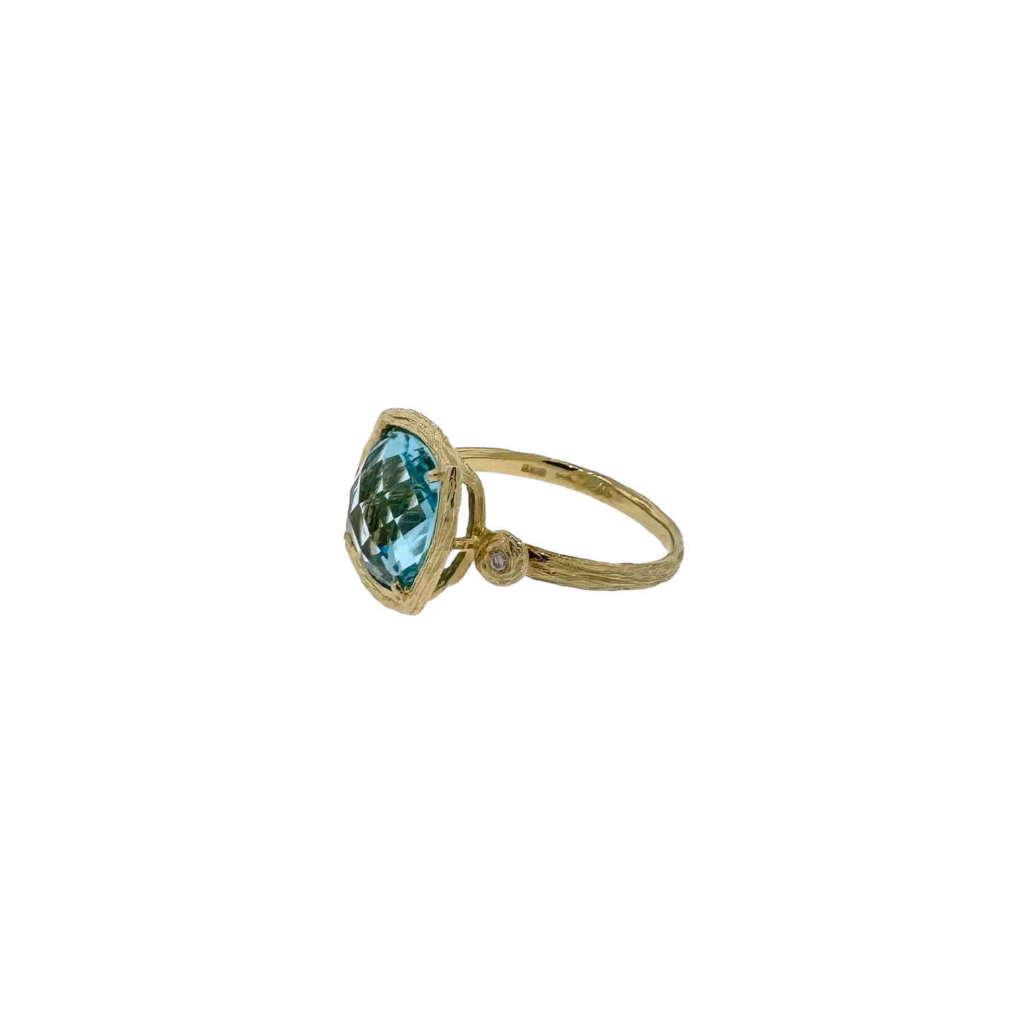 Estate 14k + Blue Topaz & Diamond Ring