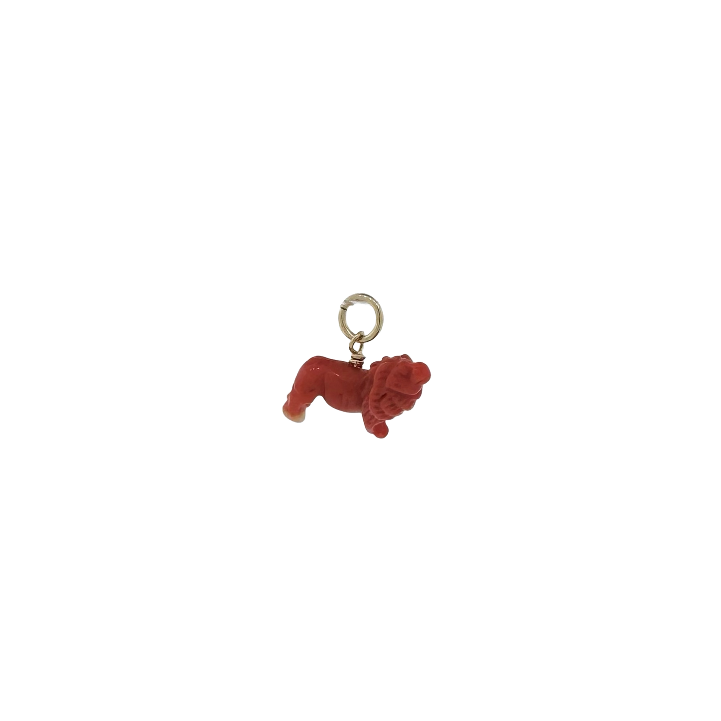 Estate 14k + Victorian Carved Coral Lion Bead Charm