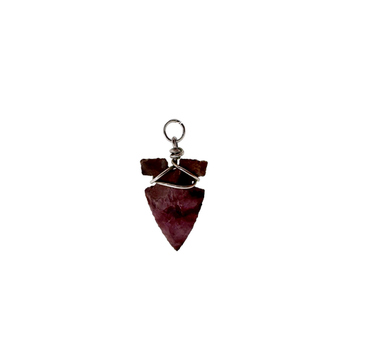 Estate Sterling Silver + Carved Flint Arrowhead Charm