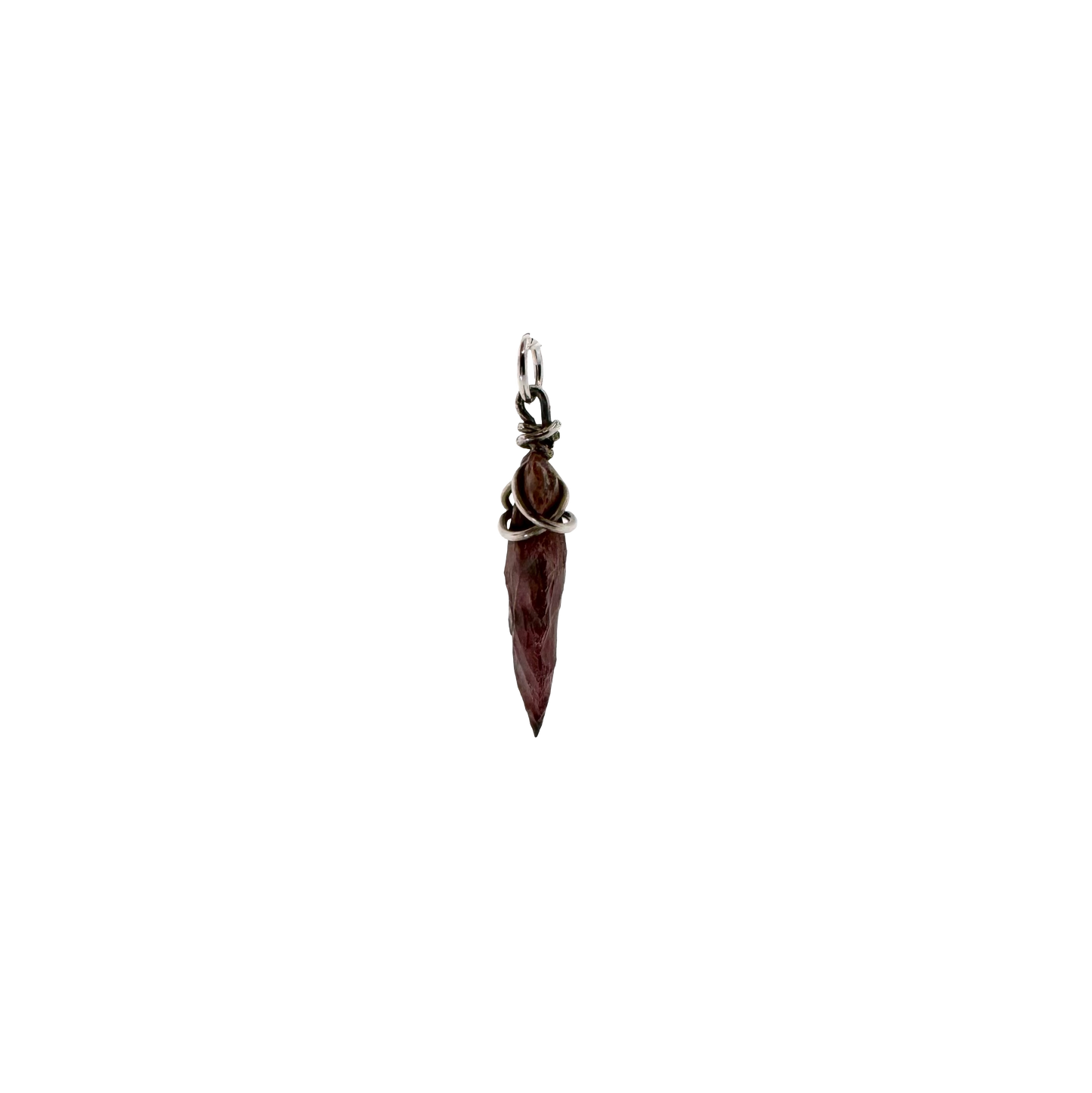 Estate Sterling Silver + Carved Flint Arrowhead Charm