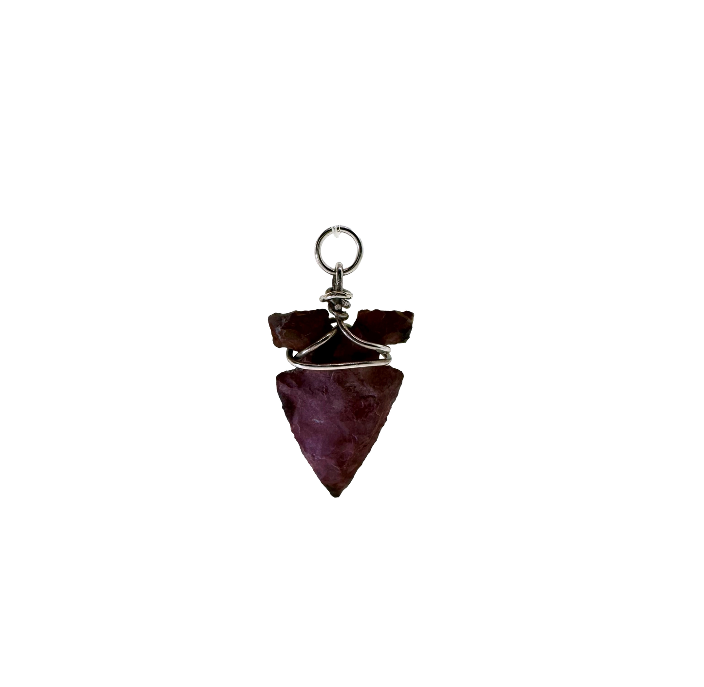 Estate Sterling Silver + Carved Flint Arrowhead Charm