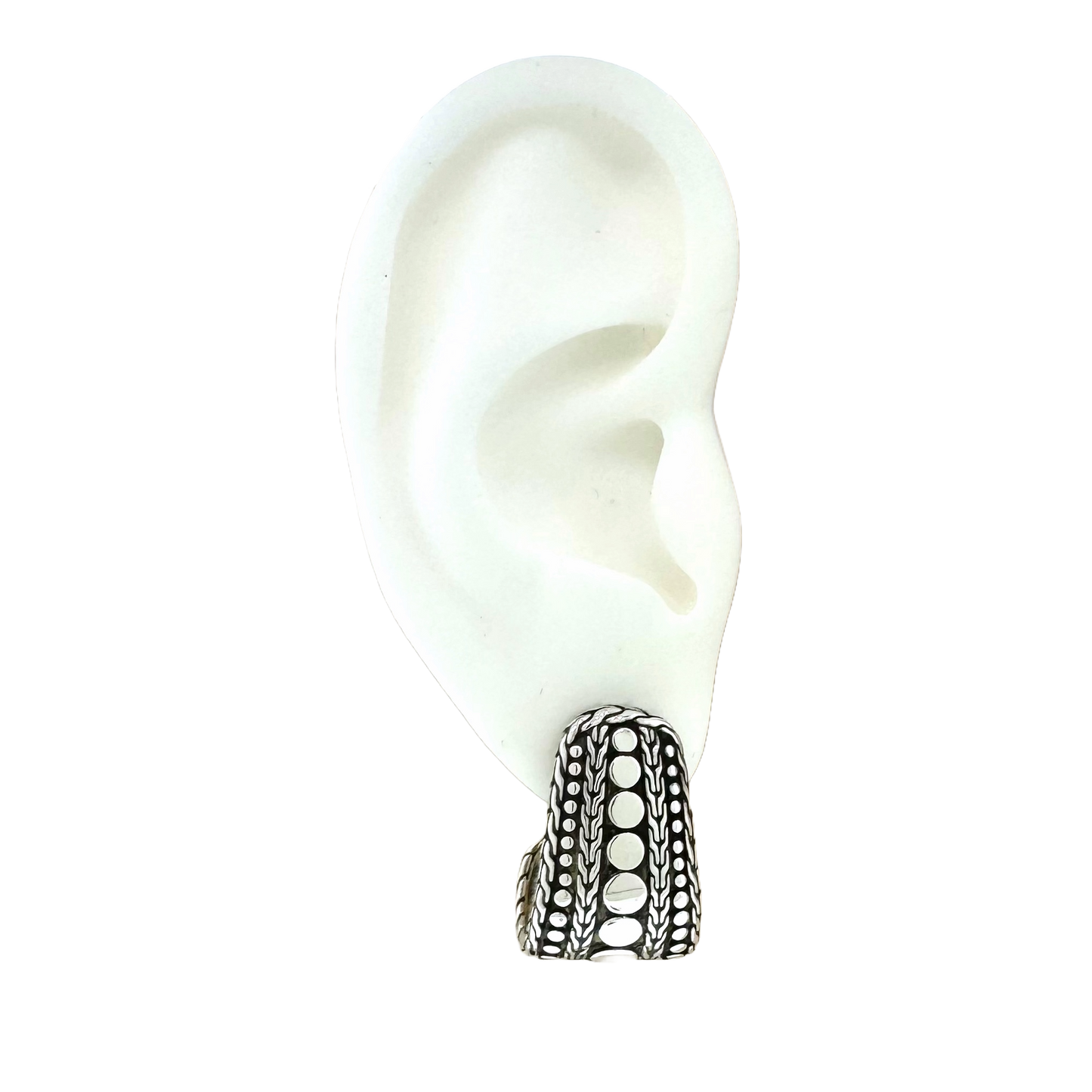 Estate Designer Sterling Silver + Nuana Hoop Earrings