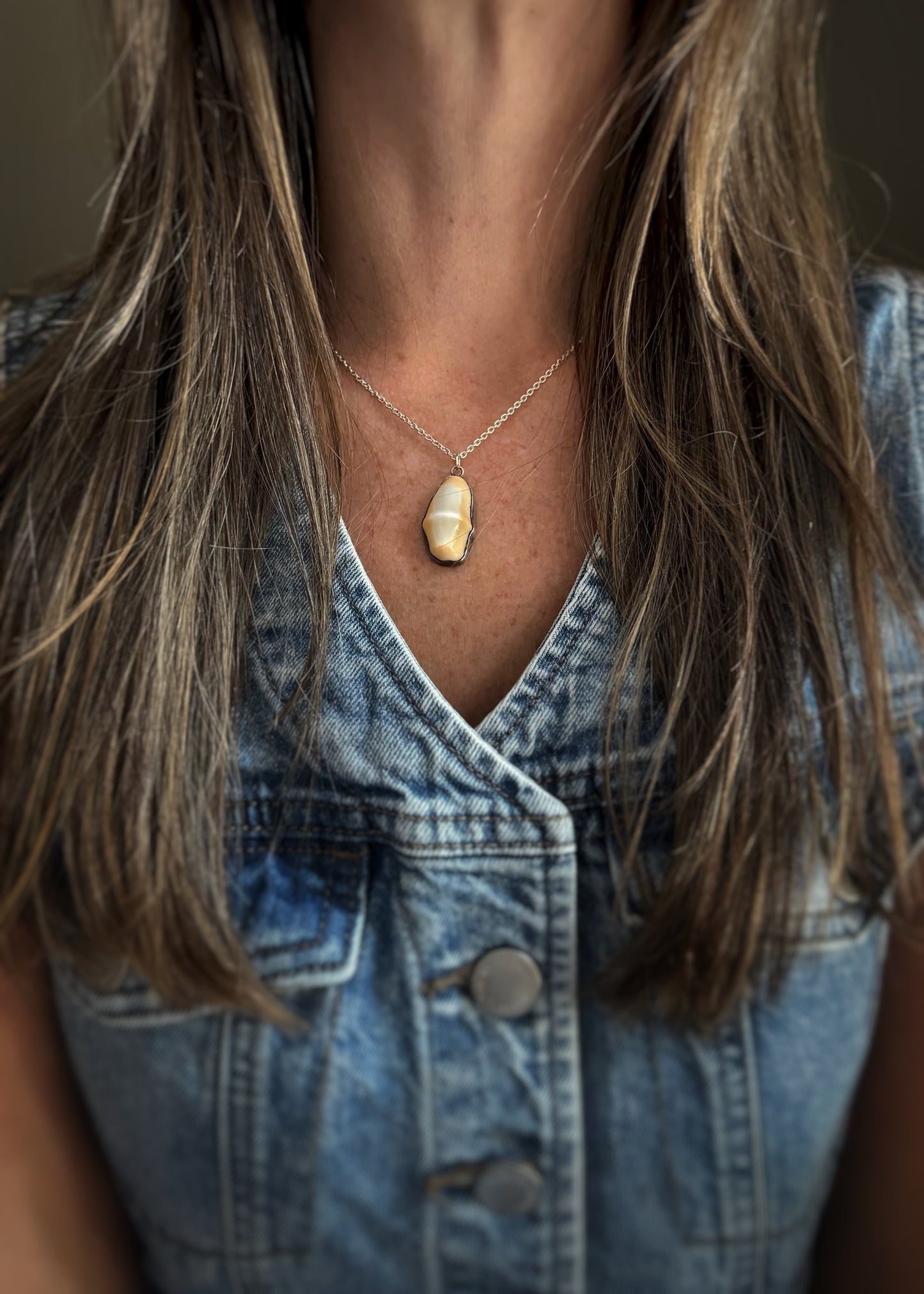 Estate Sterling Silver + Elk Tooth Pendant Charm