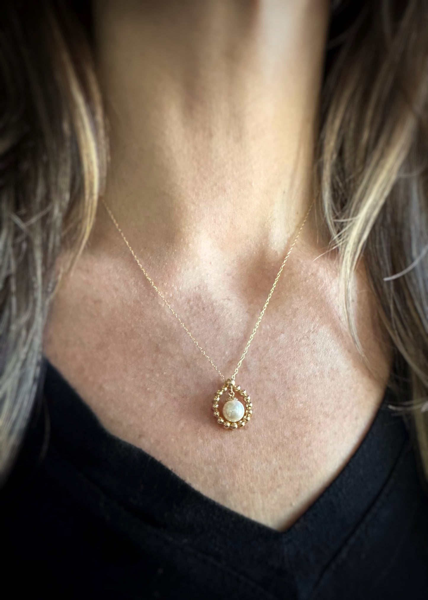 14k + Pearl Dangle Necklace