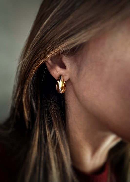 Estate 10k + Two Tone Electroform Thick Hoops