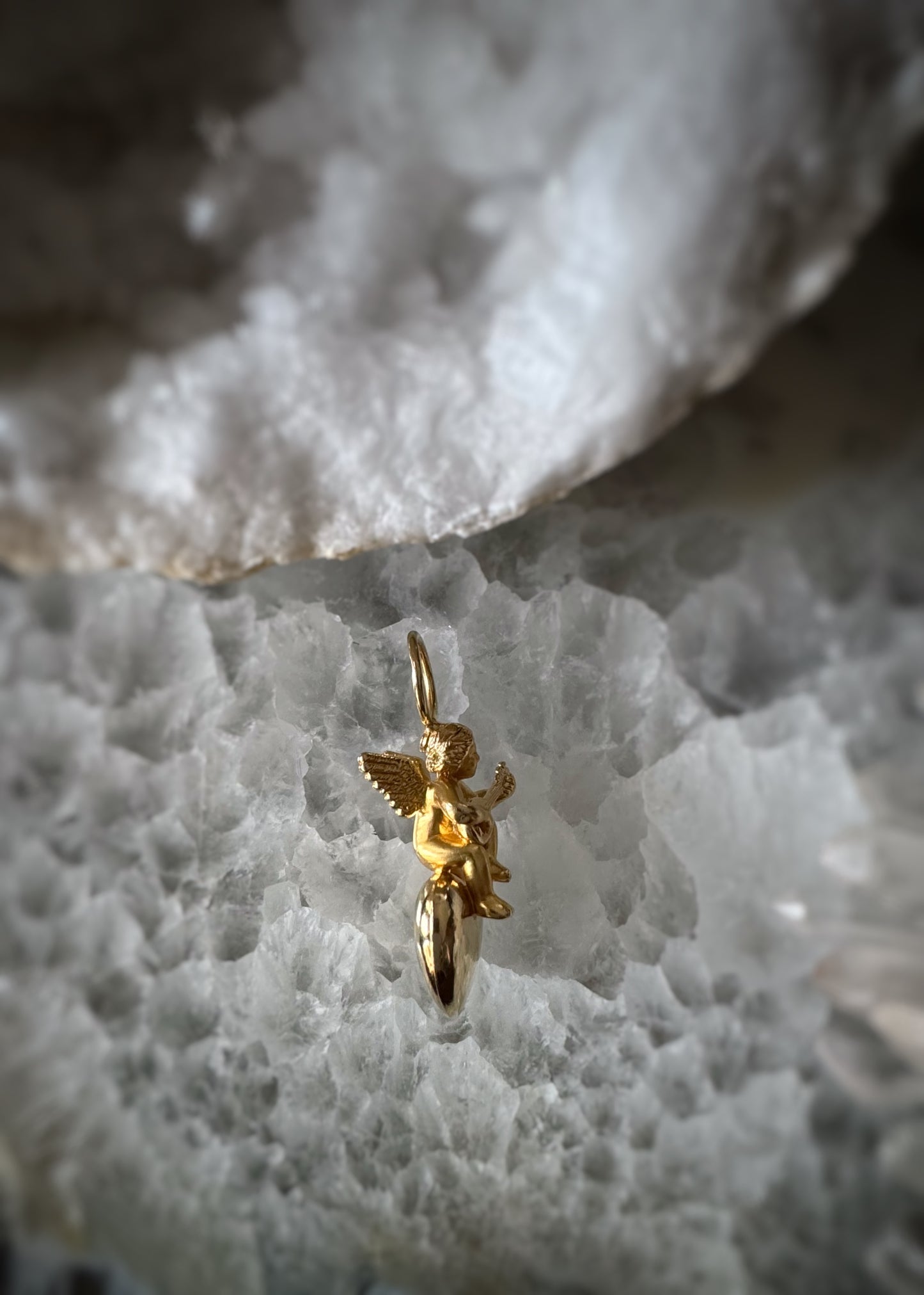 Estate 18k + Cherub and Heart Charm