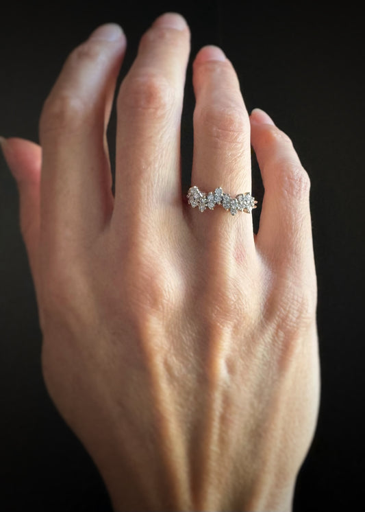 Estate 14k + Diamond Cluster Band