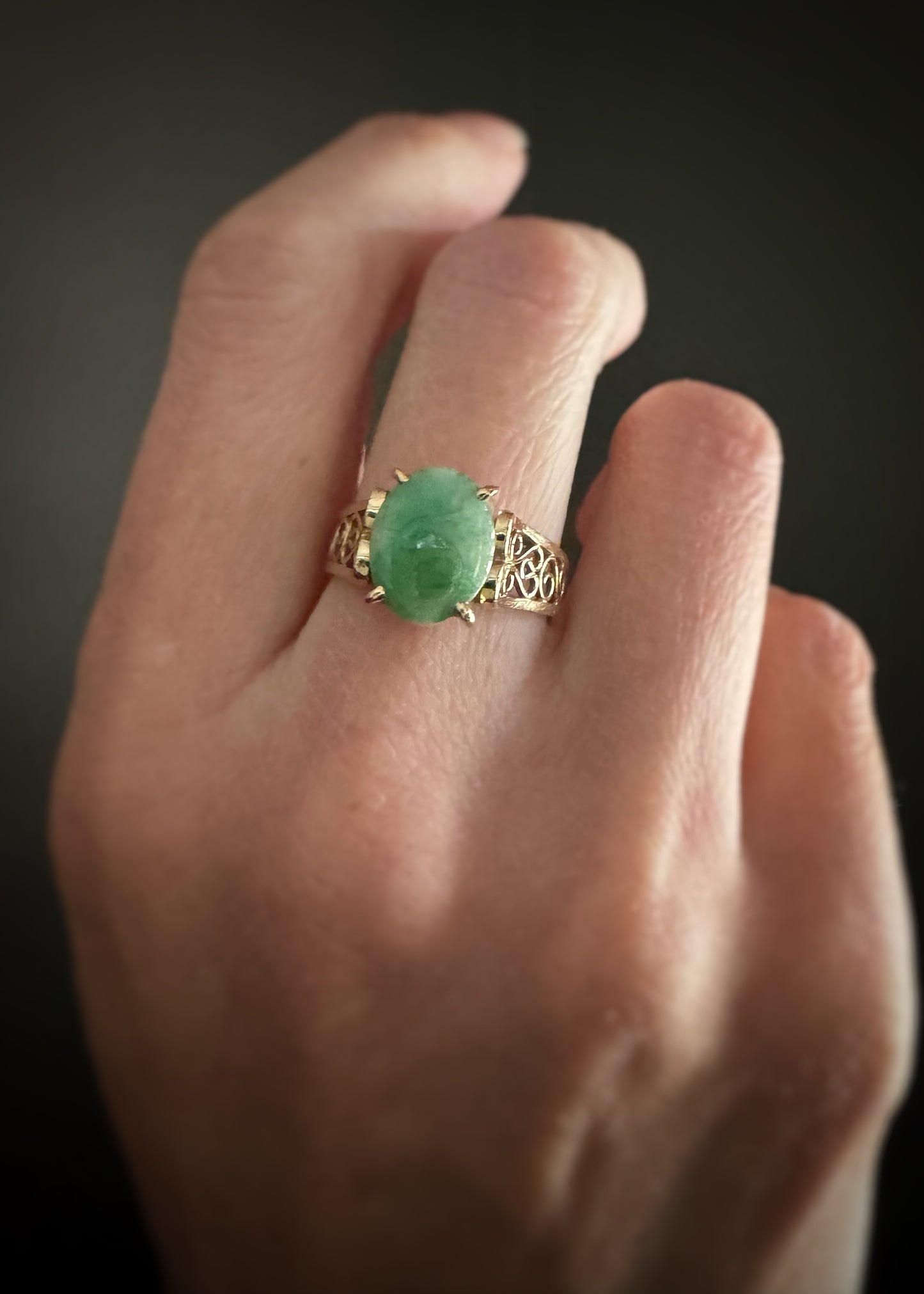 Estate 14k + Jade Ring
